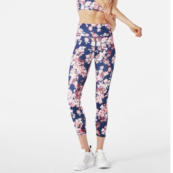 JustFab Pants - JustFab | Floral High Waisted Active Crop Leggings